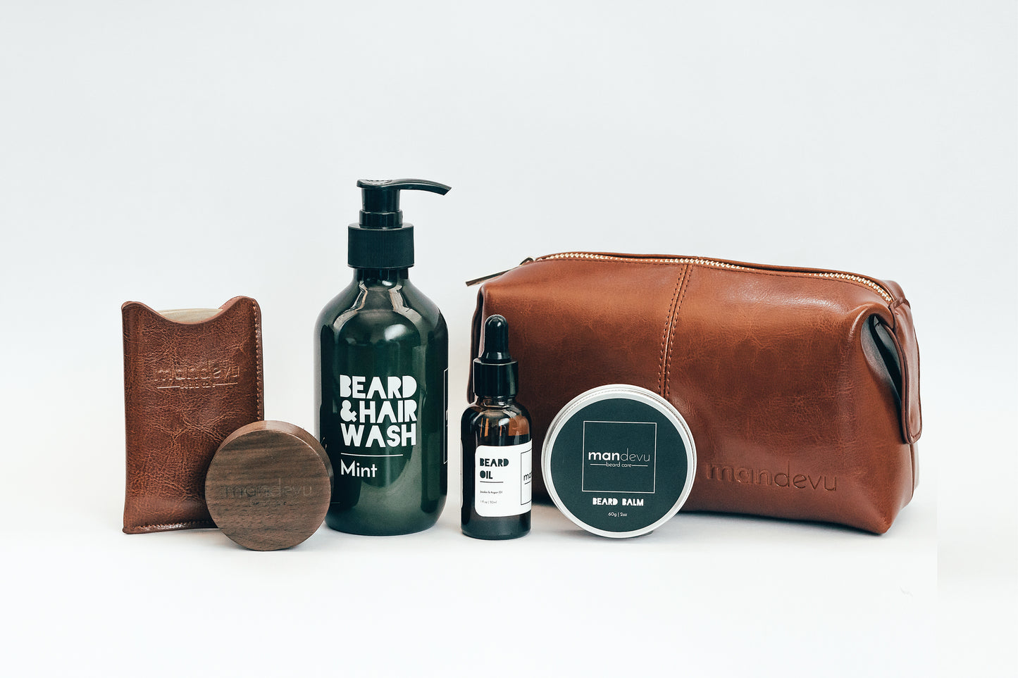 THE BEARD CARE SET WITH LEATHER BAG